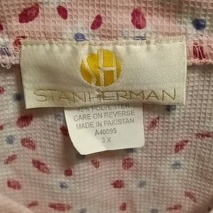 FINAL PRICE NWOT STAN HERMAN pink/purple/white l/s robe w belt/saggy pockets 3X